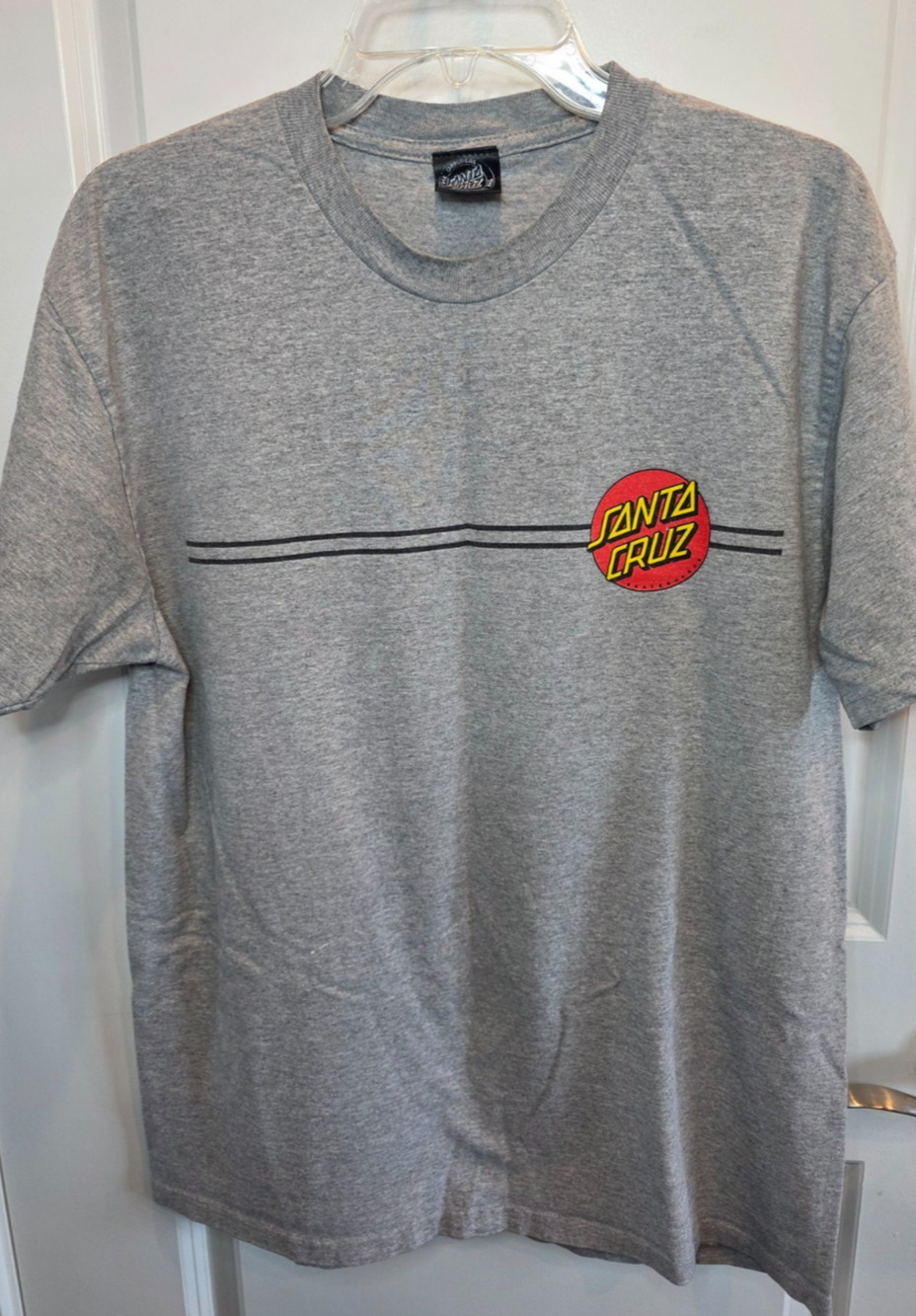 Santa Cruz Skate Tee T-Shirt Mens Gray Skateboards Classic Dot Logo Graphic